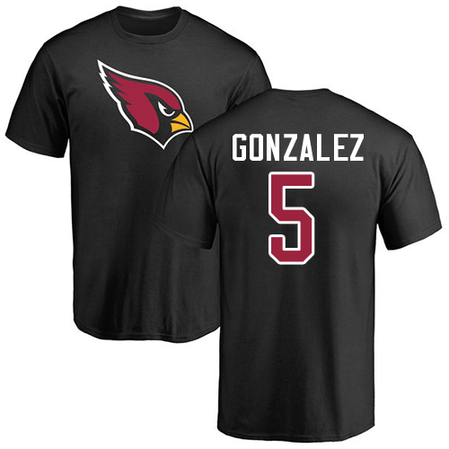 Arizona Cardinals Men Black Zane Gonzalez Name And Number Logo NFL Football #5 T Shirt
